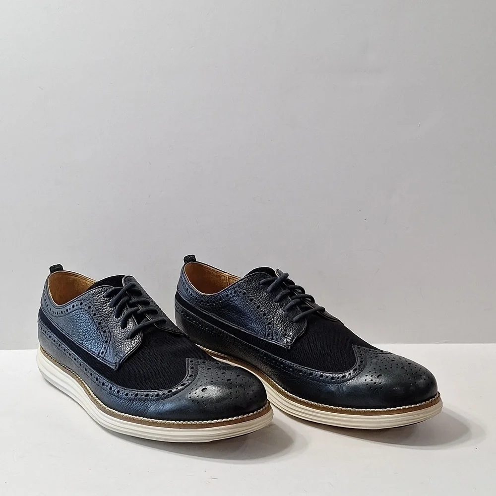 Cole Haan Men's Preppy Whiskey Navy Leather Tucker Oxford II Shoes Size 8.5
